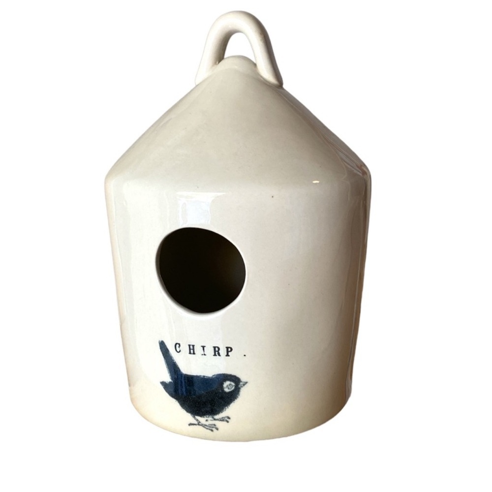 Rae Dunn Ceramic Birdhouse - White and Blue
